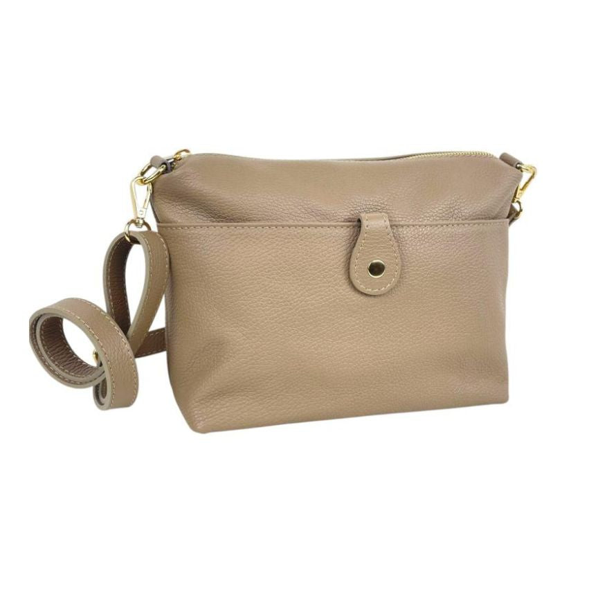Sac à main pour femmes en cuir italien - Poche avant avec bouton