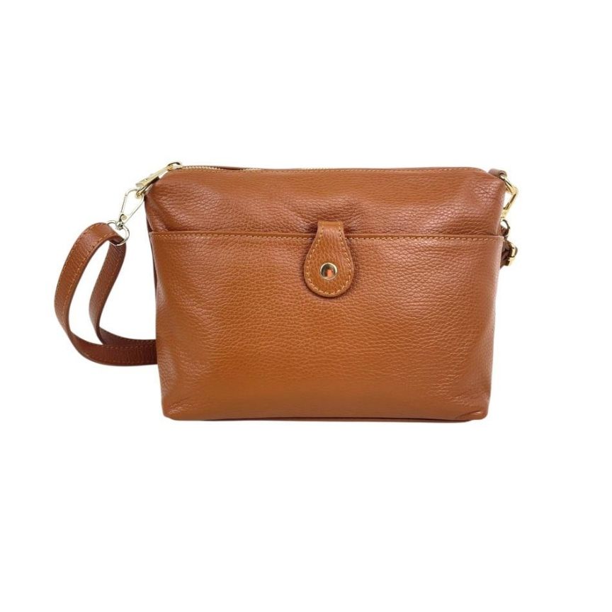 Sac à main pour femmes en cuir italien - Poche avant avec bouton