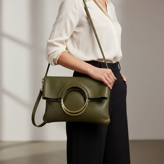 Pochette en cuir italien avec détails métalliques élégants - Set de 2