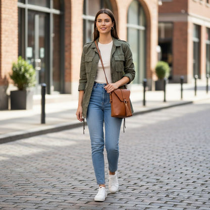 Sac à bandoulière pour femmes en cuir véritable - compact, spacieux, pratique