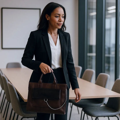 Sac d'affaires en cuir pour femmes avec compartiment pour ordinateur portable 15" - Élégance & Fonctionnalité