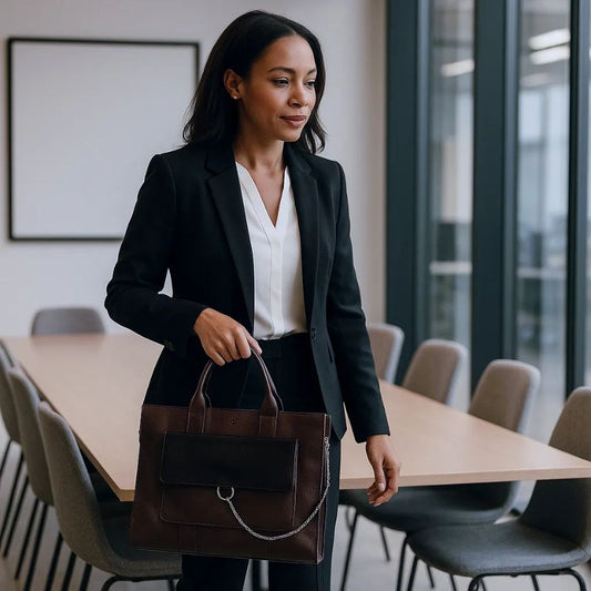 Sac d'affaires en cuir pour femmes avec compartiment pour ordinateur portable 15" - Élégance & Fonctionnalité