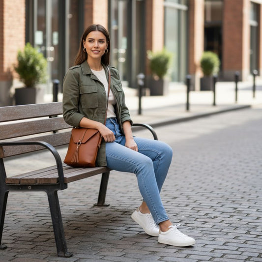 Sac à bandoulière pour femmes en cuir véritable - compact, spacieux, pratique