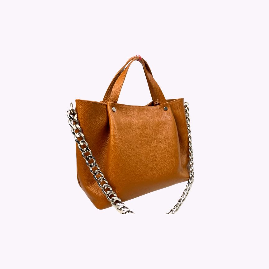 Sac à bandoulière en cuir italien avec détails en chaîne