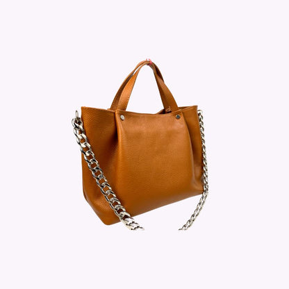 Sac à bandoulière en cuir italien avec détails en chaîne
