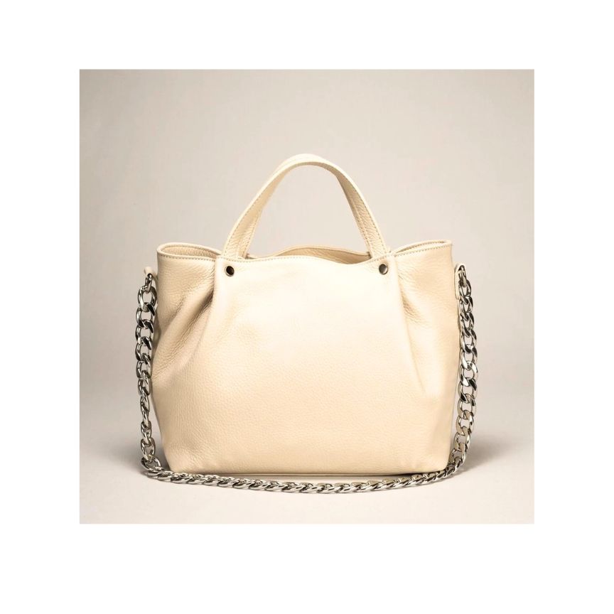 Sac à bandoulière en cuir italien avec détails en chaîne