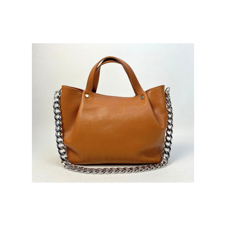 Sac à bandoulière en cuir italien avec détails en chaîne