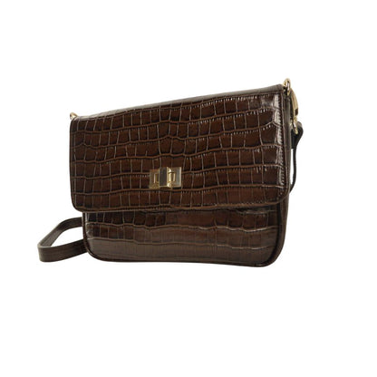 Sac à bandoulière en cuir de taille moyenne avec aspect peau d'alligator
