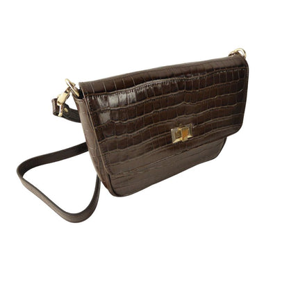 Sac à bandoulière en cuir de taille moyenne avec aspect peau d'alligator