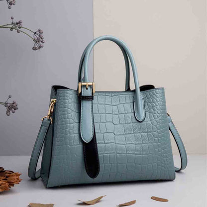 Sac à Main Motifs Croco de Luxe avec Poignées