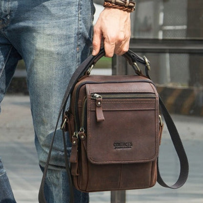 Sac Bandoulière à Epaule Chic en Cuir Vintage pour Homme