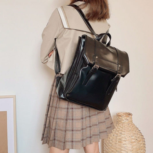 Sac Ordinateur à Dos Grand Format Rétro en Cuir