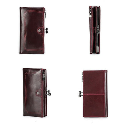 Portefeuille en Cuir Long de Grande Capacité pour Femme