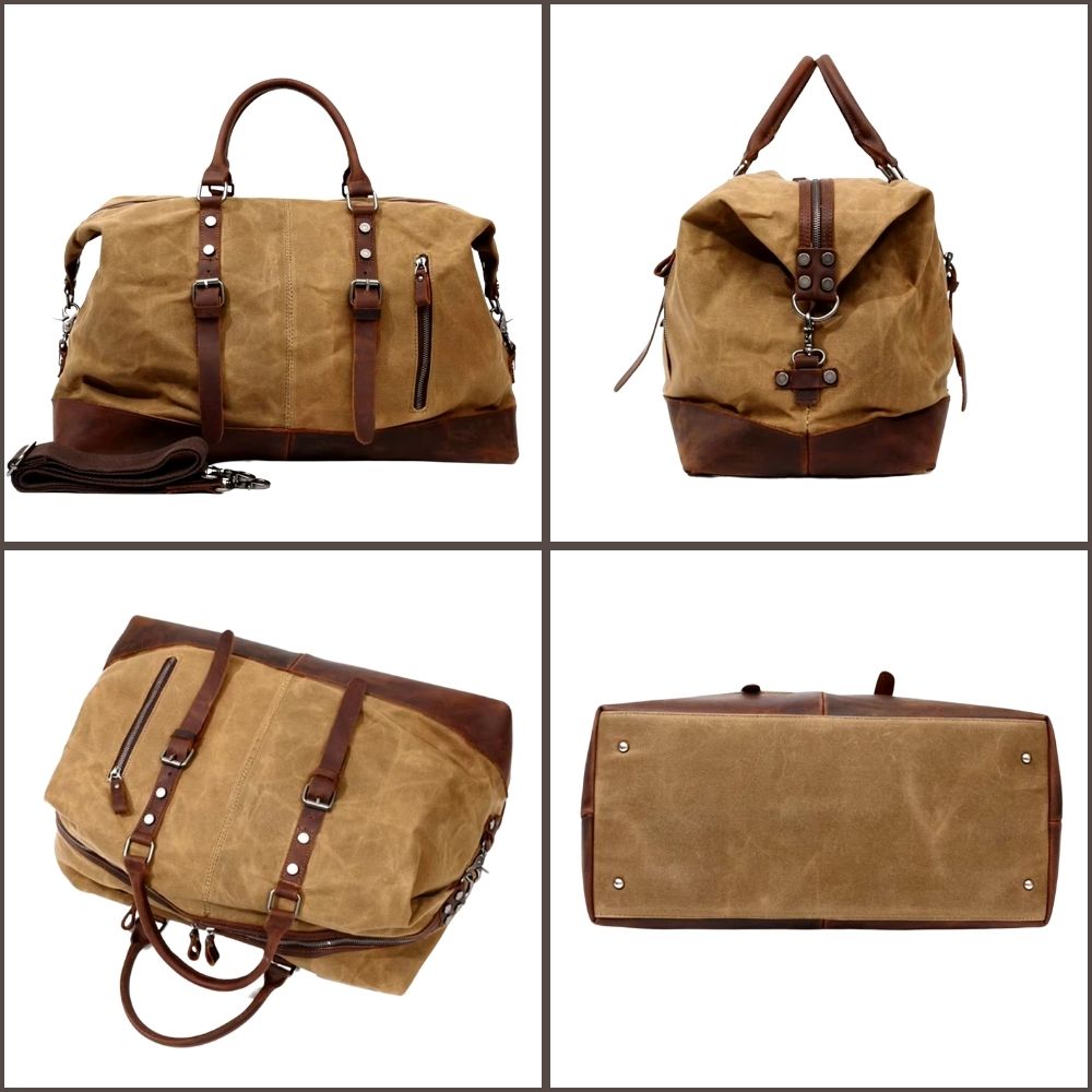 Sac de Voyage à Bandoulière Rétro en Toile Homme