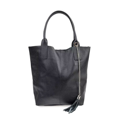 Sac fourre-tout noir en cuir - Set de 2, taille moyenne