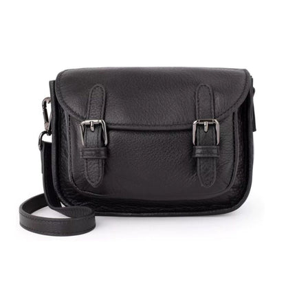 Petit sac bandoulière noir en cuir souple