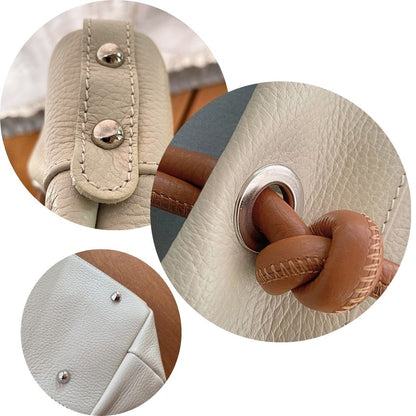 Sac à bandoulière en cuir italien stylé - taille moyenne, beige