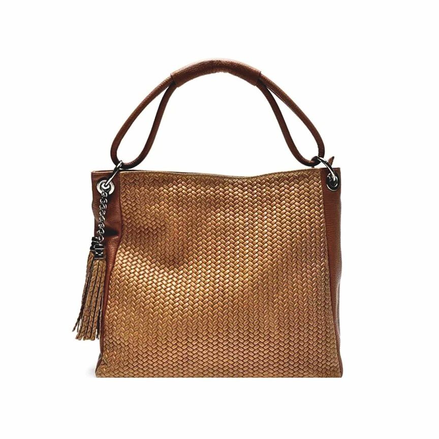 Sac à bandoulière pour femmes en cuir au design tissé