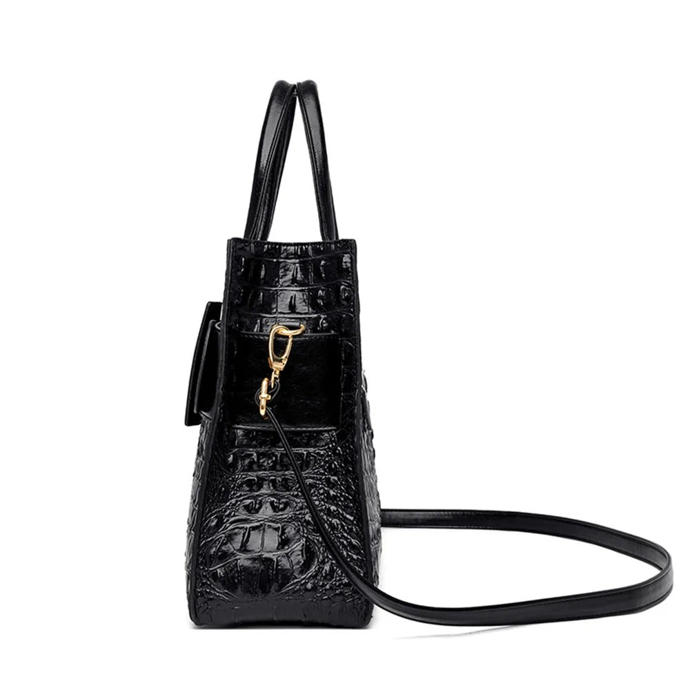 Sac Bandoulière à Main en Cuir Croco de Luxe