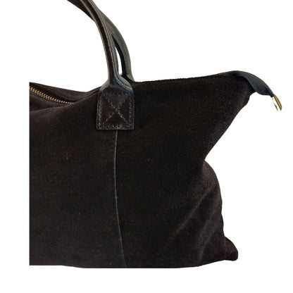 Sac à bandoulière italien noir en daim élégant et pratique au quotidien