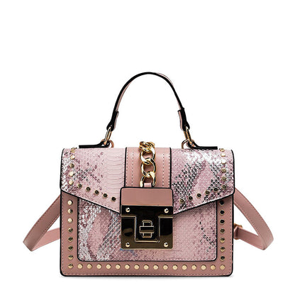 Sac à main designer pour femmes – Imprimé serpent avec fermeture à chaîne
