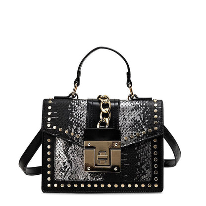 Sac à main designer pour femmes – Imprimé serpent avec fermeture à chaîne
