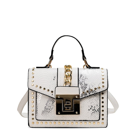 Sac à main designer pour femmes – Imprimé serpent avec fermeture à chaîne