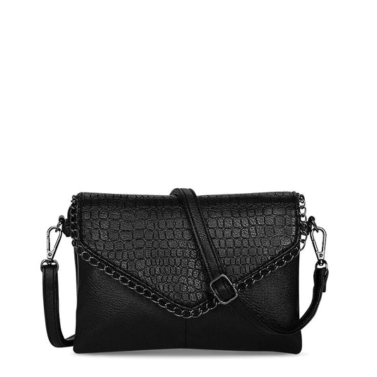 Sac Bandoulière Noir avec Détail en Chaîne – Élégant & Polyvalent