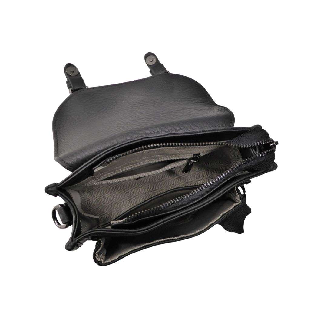 Petit sac bandoulière noir en cuir souple