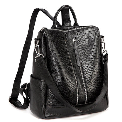 Sac à Dos de Voyage à Motif Croco en Cuir pour Femme