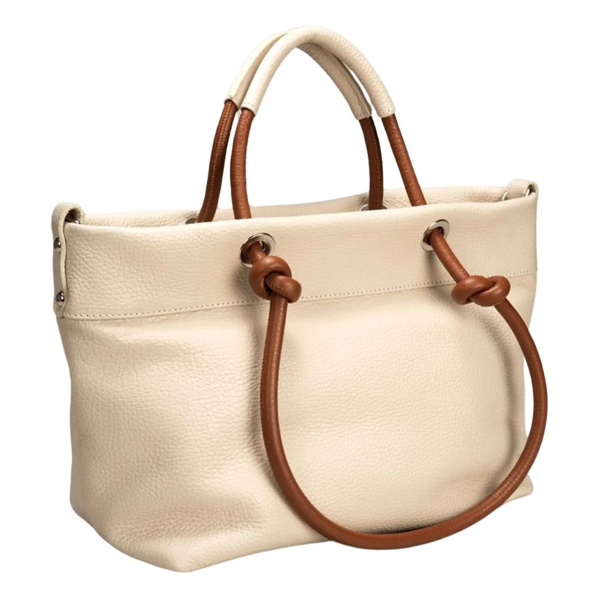 Sac à bandoulière en cuir italien stylé - taille moyenne, beige