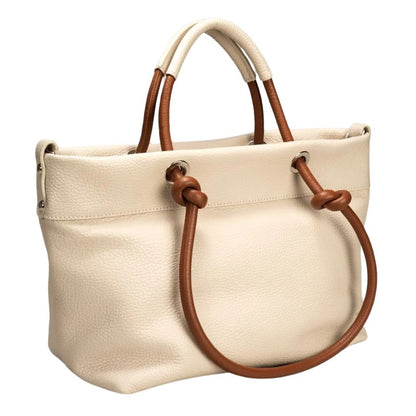 Sac à bandoulière en cuir italien stylé - taille moyenne, beige