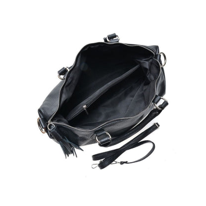 Sac de voyage weekender pour femmes en cuir de vachette noir