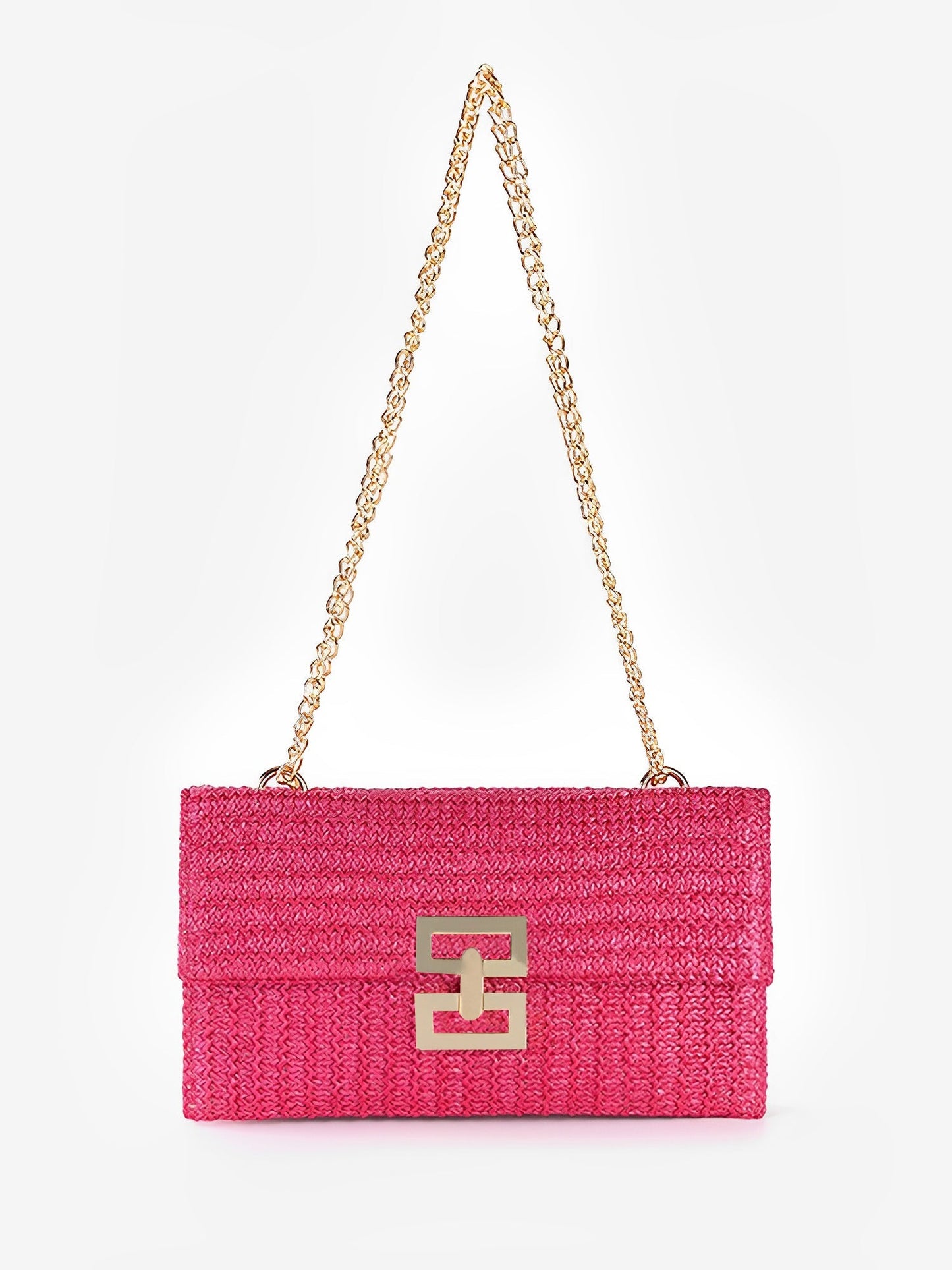 Sac à bandoulière tissé avec chaîne et fermoir tournant